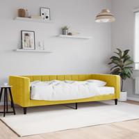 Slaapbank met matras 90x200 cm fluweel geel - thumbnail