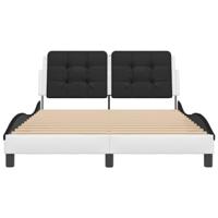 Bedframe met LED zonder matras "Zadar" kunstleer wit en zwart 140x190 cm - thumbnail