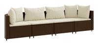 4-delige Loungeset met kussens poly rattan bruin - thumbnail