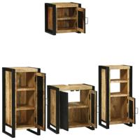 Badkamermeubelset met plank 4 pcs Bruin Massief Mango Hout - thumbnail