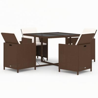 5-delige Tuinset met kussens poly rattan bruin - thumbnail
