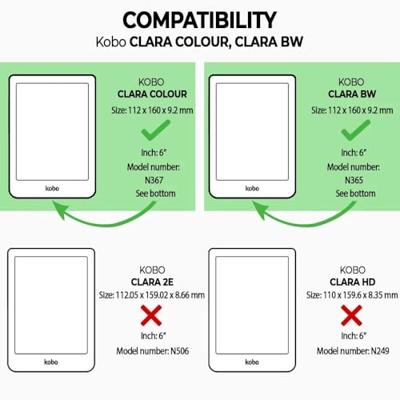 Lunso Kobo Clara BW / Clara Colour hoesje (6 inch) - Vegan Saffiano Leren Sleep Cover - Calm Serengeti