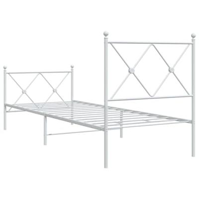 Bedframe met hoofd- en voeteneinde metaal wit 75x190 cm Bedframe met hoofd- en voeteneinde metaal wit 75x190 cm