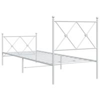 Bedframe met hoofd- en voeteneinde metaal wit 80x200 cm - thumbnail