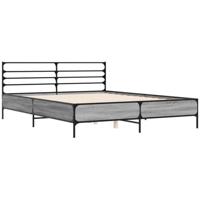 Bedframe bewerkt hout metaal grijs sonoma eiken 150x200 cm - thumbnail
