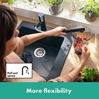 Hansgrohe Zesis M33 ééngreeps keukenkraan 150 met metalen uittrekbare vuistdouche, 2jet, mat zwart - thumbnail