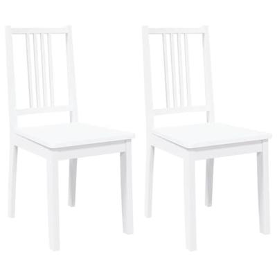 Eetkamerstoelen 2 st massief hout rubber wit Eetkamerstoelen 2 st massief hout rubber wit