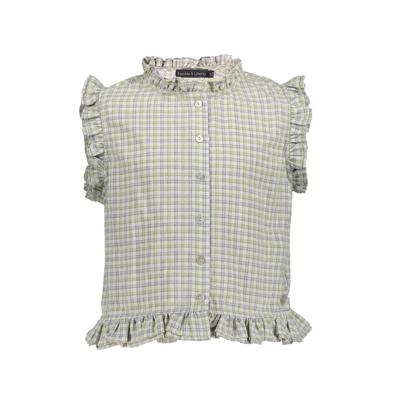 Frankie & Liberty Zomer blouse meisjes - groen grijs - geruit - Romila