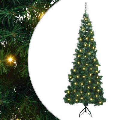VidaXL Hoek kunstkerstboom met 300 led groen 180 cm pvc en metaal