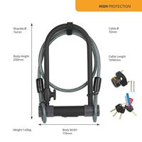Blocco di sicurezza YALE U - Venduto con certificazione Silver Secure + Cavo - Per bici, ATV - 230 x 115 x 13 mm - thumbnail