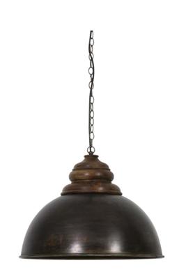 Light & Living Hanglamp 'Leia' 52cm, zwart zink+kop hout bruin
