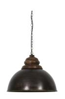 Light & Living Hanglamp 'Leia' 52cm, zwart zink+kop hout bruin - thumbnail