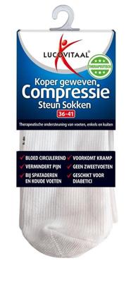Lucovitaal Koper Geweven Compressie Steunkousen Wit 36-41