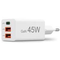 Hama Fast Charger GaN 1x USB-C PD 2x USB-A QC Mini-Charger 45 W Oplader Wit - thumbnail