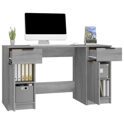 Bureau met bijzetkast bewerkt hout grijs sonoma eikenkleurig