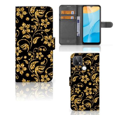 OPPO A15 Hoesje Gouden Bloemen OPPO A15 Hoesje Gouden Bloemen