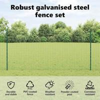 VidaXL Hek met paal groen 1,2 x 10 m staal en pvc - thumbnail