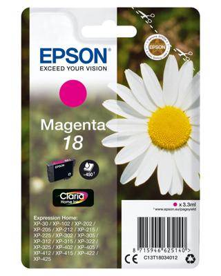 Epson Inktcartridge 18 Origineel Magenta C13T18034012
