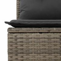 2-delige Loungeset met kussens poly rattan acacia grijs - thumbnail