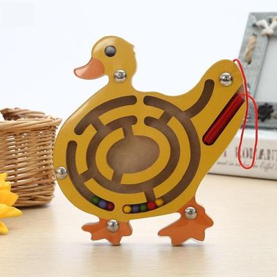 Kinderen puzzel Toy houten magnetische klein Duck patroon dierlijke doolhof