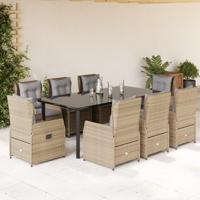 9-delige Tuinset met kussens poly rattan beige - thumbnail