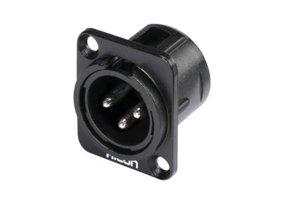 Hicon HI-X3DM-M XLR-connector Flensstekker, contacten recht Aantal polen: 3 Zwart 1 stuk(s)