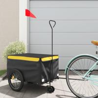 VidaXL Fietstrailer 30 kg ijzer zwart en geel - thumbnail
