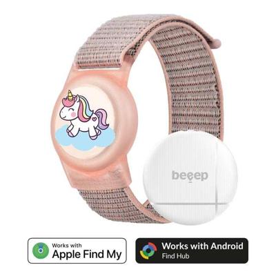 Beeep OneTag Apple Find My & Android Tracker - Kids Wristband Velcro Unicorn