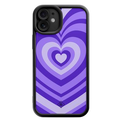 iPhone 11 zwarte case - Hart swirl paars iPhone 11 zwarte case - Hart swirl paars