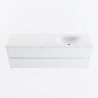 MONDIAZ VICA 150cm badmeubel onderkast Talc 2 lades. Wastafel MOON rechts zonder kraangat, kleur Talc. - thumbnail