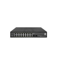 LevelOne ges-2118 hilbert 18-port smart lite managed l2 switch, 16x rj45 gigabit, 2x sfp, 1000 mbps - thumbnail