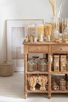 J-Line karaf Breiwerk Oor - glas|riet - transparant - small - thumbnail