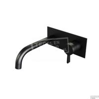 Brauer Black Edition Inbouw Wastafelmengkraan met Gebogen Uitloop en Afdekplaat Model E1 Mat Zwart - thumbnail