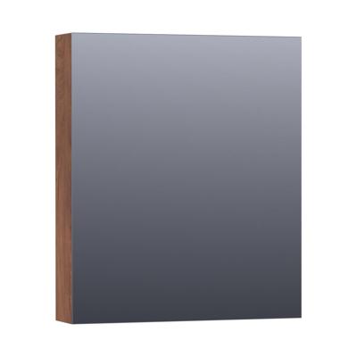 Brauer Impress Deluxe Spiegelkast - 60 cm - met interne en externe Verlichting - 1 Linksdraaiende Dubbelzijdige Spiegeldeur - Forest Cacao