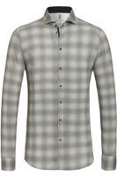 Desoto Heren Overhemd Lichgrijze Ruit Vervaagde Jersey Slim Fit - thumbnail