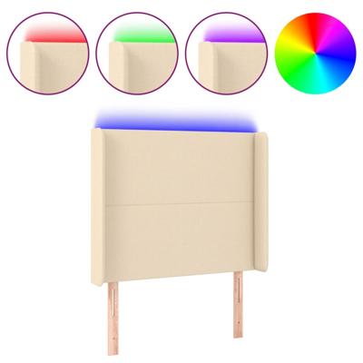 Hoofdbord LED 83x16x78/88 cm stof crèmekleurig - thumbnail