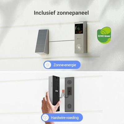 EZVIZ HP3 PRO slimme videodeurbel - zilverkleurig, inclusief zonnepaneel