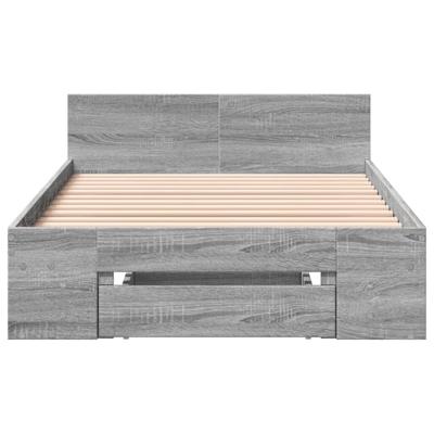Bedframe met lade bewerkt hout grijs sonoma eiken 75x190 cm