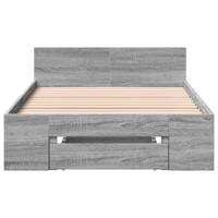 Bedframe met lade bewerkt hout grijs sonoma eiken 75x190 cm - thumbnail