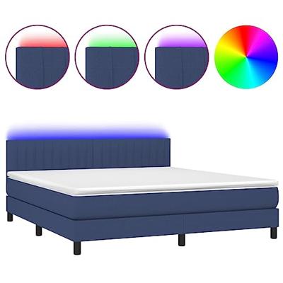 Boxspring met matras en LED stof blauw 160x200 cm