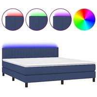Boxspring met matras en LED stof blauw 160x200 cm - thumbnail