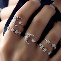 5 STKS/set Vintage vrouwen sterren maan verstelbare ring set - thumbnail