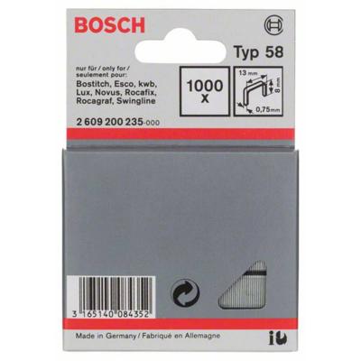 Fijndraadnieten type 58, 13 x 0,75 x 8 mm, verpakking van 1000 stuks 1000 stuk(s) Bosch Accessories 2609200235 Afm. (l x b) 8 mm x 13 mm Fijndraadnieten type 58, 13 x 0,75 x 8 mm, verpakking van 1000 stuks 1000 stuk(s) Bosch Accessories 2609200235 Afm. (l x b) 8 mm x 13 mm