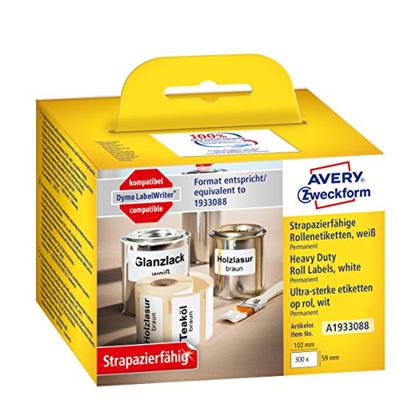 Avery-Zweckform A1933088 Etiketten (rol) 102 x 59 mm Folie Wit 1 stuk(s) Universele etiketten