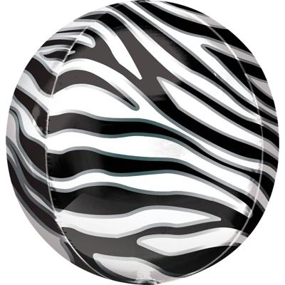Orbz folieballon Orbz Zebra Print 41 cm zwart/wit Orbz folieballon Orbz Zebra Print 41 cm zwart/wit