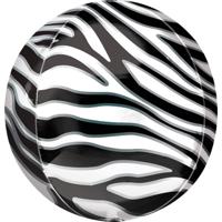 Orbz folieballon Orbz Zebra Print 41 cm zwart/wit - thumbnail