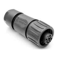 Amphenol C01620D00310012 Ecomate Female Kabeldeel Recht 3+PE Schroef | Silver Plated | Strain Relief Clamping Ring | Zwart - thumbnail