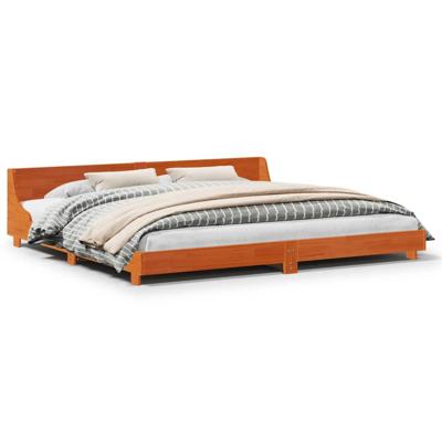 Bedframe zonder matras massief grenenhout wasbruin 180x200 cm
