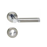 Deurkruk 1698 Birgit op rond rozet 7mm nokken met profielcilindergat plaatjes chroom/nikkel mat - thumbnail