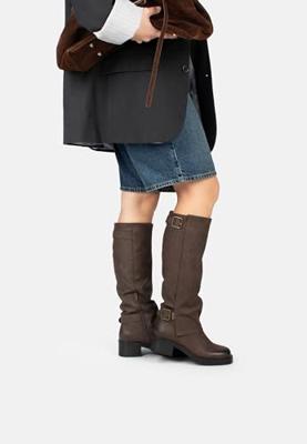 Poelman laarzen met kap donkerbruin Imitatieleer Dames